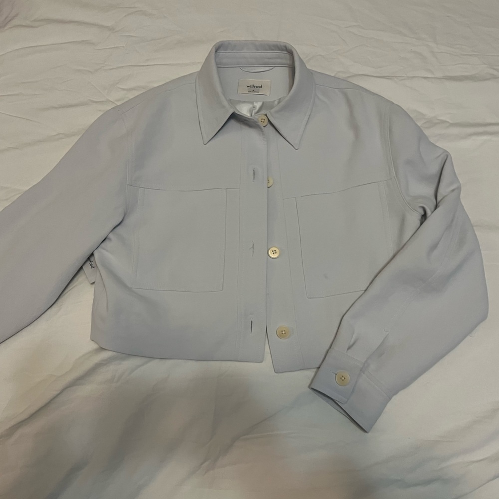 NWOT cropped aritzia/Wilfred chore jacket light blue